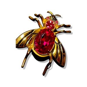 CORO 1950s Vintage Pink Rhinestone Fly